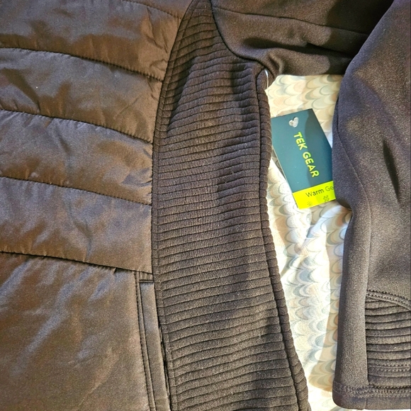 Tek Gear Warm Wear Mixed Media Jacket Hoddie Black Size Small - Picture 6 of 8